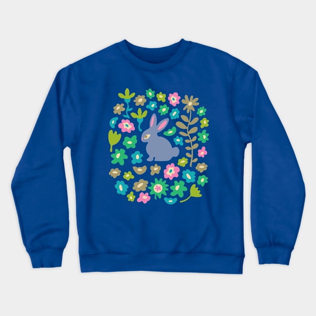 BUNNY RABBIT Cute Baby Animal with Flowers in Pastel Lavender Purple - Kids Easter Spring and 2023 Year of the Rabbit - UnBlink Studio by Jackie Tahara Crewneck Sweatshirt by UnBlink Studio by Jackie Tahara